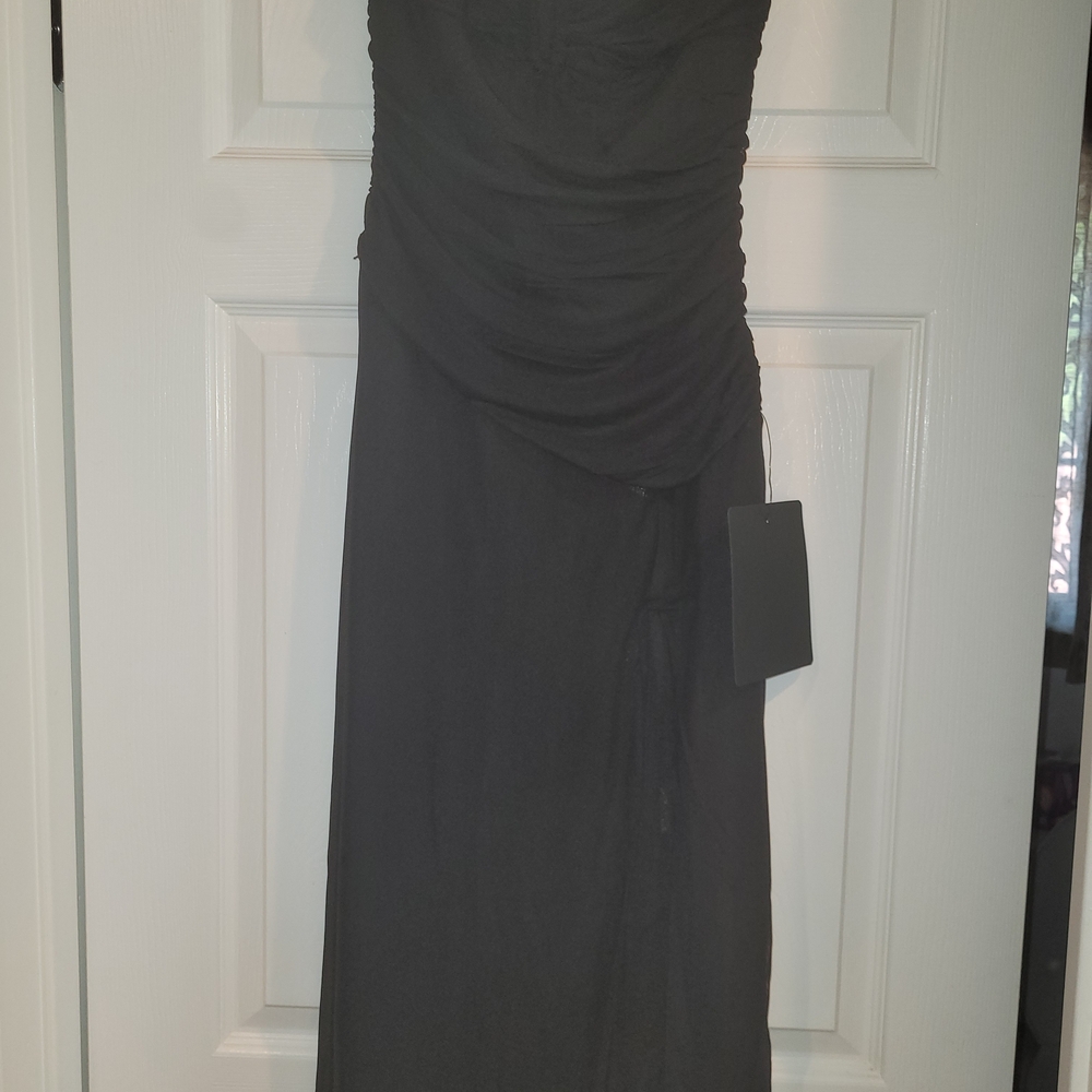 Lulu's Black Ruched Maxi Dress